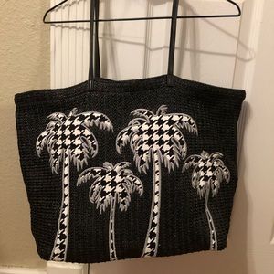 Vera Bradley Large Straw Tote Houndstooth Palms